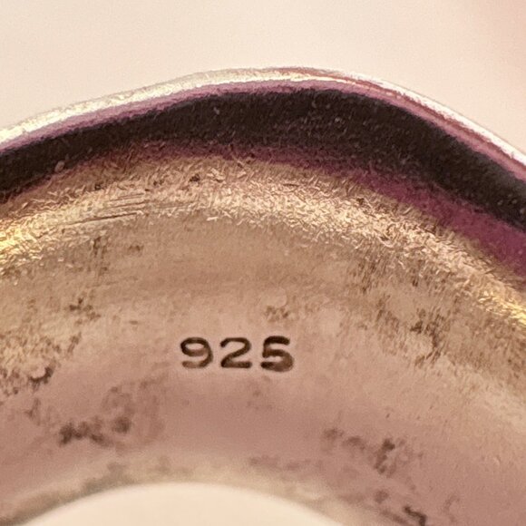VTG Solid Sterling Silver 925 Abstract Hammered Wide Band Ring Size 5.75 - Picture 6 of 8